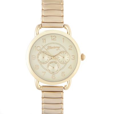 Ladies gold plated mock multi dial watch